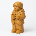 Wood Carved Coffee at Collectible Figurine in Ochre Yellow Finish - 3D Printed in Canada (Ochre Yellow)