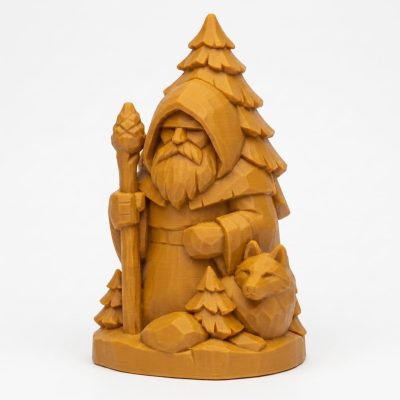 Wood Carved Boreal Forest Collectible Figurine in Ochre Yellow Finish - 3D Printed in Canada (Ochre Yellow)