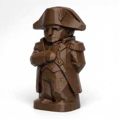 Wood Carved-Like Napoleon Figurine - Unique Desk Decor for Adults – 3D Printed in Canada - 3D Printed in Canada (Black Walnut)