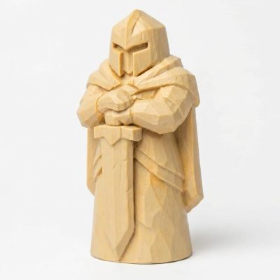 Wood Carved-Like Standing Sentinel Figurine in White Oak Finish - 3D Printed in Canada (White Oak)