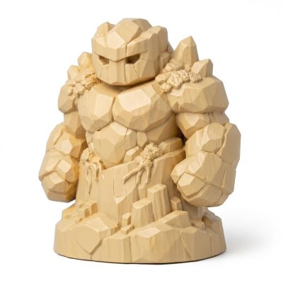 Wood Carved Earth Elemental Collectible Figurine in White Oak Finish - 3D Printed in Canada (White Oak)