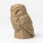 Wood Carved-Like Barn Owl Figurine - Unique Desk Decor for Adults 3D Printed in Canada - 3D Printed in Canada (Classic Birch)