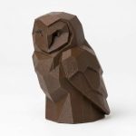 Wood Carved-Like Barn Owl Figurine in Black Walnut Finish - 3D Printed in Canada (Black Walnut)