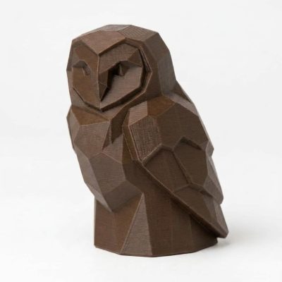 Wood Carved-Like Barn Owl Figurine in Black Walnut Finish - 3D Printed in Canada (Black Walnut)