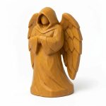 Wood Carved-Like Winged Watcher Figurine in Ochre Yellow Finish - 3D Printed in Canada (Ochre Yellow)