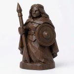 Wood Carved-Like Boudicca Figurine - Unique Desk Decor for Adults – 3D Printed in Canada - 3D Printed in Canada (Black Walnut)