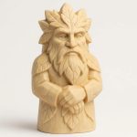Wood Carved-Like Green Man Figurine - Unique Desk Decor for Adults – 3D Printed in Canada - 3D Printed in Canada (White Oak)