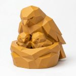 Wood Carved-Like Nesting Birds Figurine - Unique Desk Decor for Adults – 3D Printed in Canada - 3D Printed in Canada (Ochre Yellow)