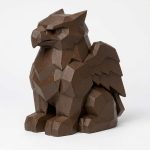 Wood Carved-Like Gryphon Figurine - Unique Desk Decor for Adults – 3D Printed in Canada - 3D Printed in Canada (Black Walnut)