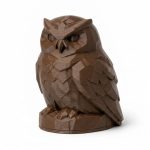 Wood Carved-Like Snowy Owl Figurine - Unique Desk Decor for Adults – 3D Printed in Canada - 3D Printed in Canada (Black Walnut)