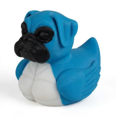Boxer Dog Duck Collectible Figurine - Striking Blue and Black Desk Decor for Unique Gifts and Shelf Display - 3D Printed in Canada