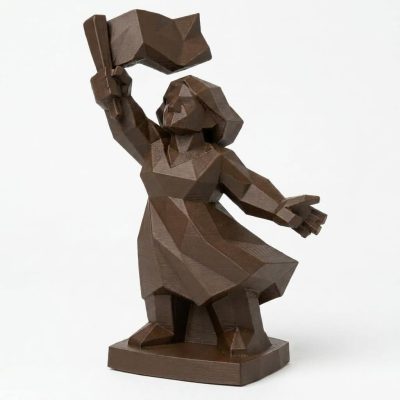 Wood Carved-Like Freedom Figurine in Black Walnut Finish - 3D Printed in Canada (Black Walnut)