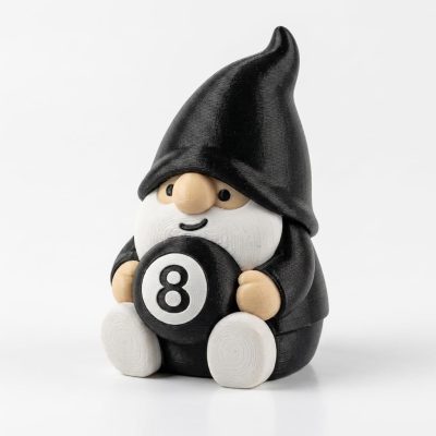 Magic 8-Ball Gnome Collectible Figurine - Charming Black and White Garden Gnome Desk Decor for Home or Office - Unique Gift for Adults - 3D Printed in Canada
