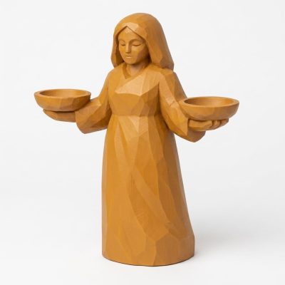 Wood Carved Balance Collectible Figurine in Ochre Yellow Finish - 3D Printed in Canada (Ochre Yellow)