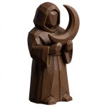 Wood Carved Lunar Guardian Figurine in Black Walnut Finish - 3D Printed in Canada (Black Walnut)