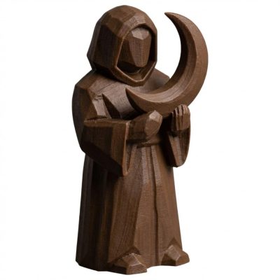 Wood Carved Lunar Guardian Figurine in Black Walnut Finish - 3D Printed in Canada (Black Walnut)