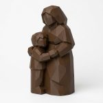 Wood Carved-Like Mother and Son Figurine in Black Walnut Finish - 3D Printed in Canada (Black Walnut)