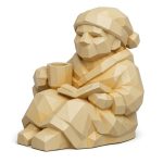 Wood Carved Cozy Evening Collectible Figurine in White Oak Finish - 3D Printed in Canada (White Oak)