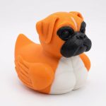 Boxer Dog Duck Collectible Figurine - Striking Orange and Black Desk Decor for Unique Gift or Shelf Display - 3D Printed in Canada