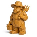 Wood Carved-Like Homesteader Figurine in Ochre Yellow Finish - 3D Printed in Canada (Ochre Yellow)