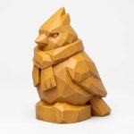 Wood Carved-Like Winter Cardinal Figurine - Unique Desk Decor for Adults – 3D Printed in Canada - 3D Printed in Canada (Ochre Yellow)