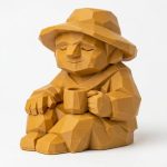 Wood Carved-Like Slow Living Figurine in Ochre Yellow Finish - 3D Printed in Canada (Ochre Yellow)