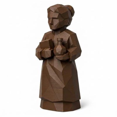 Wood-Carved-Like Marie Curie Figurine in Black Walnut Finish - 3D Printed in Canada (Black Walnut)