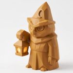 Wood Carved Night Guardian Figurine in Ochre Yellow Finish - 3D Printed in Canada (Ochre Yellow)