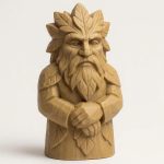Wood Carved-Like Green Man Figurine - Unique Desk Decor for Adults 3D Printed in Canada - 3D Printed in Canada (Classic Birch)