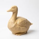 Wood Carved Goose Figurine in White Oak Finish - 3D Printed in Canada (White Oak)