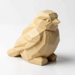Wood Carved-Like Sparrow Figurine - Unique Desk Decor for Adults – 3D Printed in Canada - 3D Printed in Canada (White Oak)