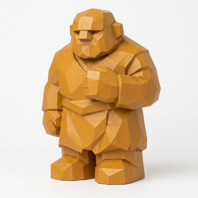 Wood Carved Gentle Giant Collectible Figurine in Ochre Yellow Finish - 3D Printed in Canada (Ochre Yellow)