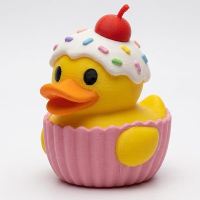 Cupcake Duck Collectible Figurine - Unique Desk Decor for Adults – 3D Printed in Canada