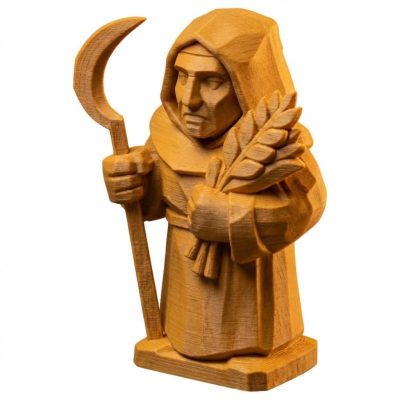 Wood Carved Harvest Guardian Figurine in Ochre Yellow Finish - 3D Printed in Canada (Ochre Yellow)