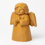 Wood Carved Angel in Waiting Collectible Figurine in Ochre Yellow Finish - 3D Printed in Canada (Ochre Yellow)