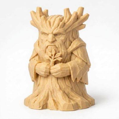Wood Carved-Like Tree Spirit Figurine in White Oak Finish - 3D Printed in Canada (White Oak)