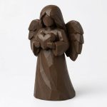 Wood Carved Angel Holding Heart Collectible Figurine in Black Walnut Finish - 3D Printed in Canada (Black Walnut)