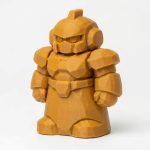 Wood Carved-Like Robot Figurine in Ochre Yellow Finish - 3D Printed in Canada (Ochre Yellow)