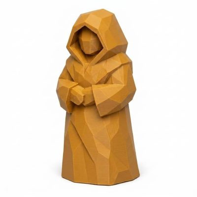 Wood Carved Folk Spirit Collectible Figurine in Ochre Yellow Finish - 3D Printed in Canada (Ochre Yellow)