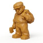 Wood Carved End of the Day Collectible Figurine in Ochre Yellow Finish - 3D Printed in Canada (Ochre Yellow)