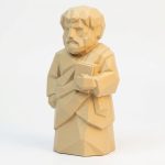 Wood Carved Aristotle Collectible Figurine in White Oak Finish - 3D Printed in Canada (White Oak)