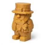 Wood Carved-Like Irish Clover Figurine - Unique Desk Decor for Adults – 3D Printed in Canada - 3D Printed in Canada (Ochre Yellow)