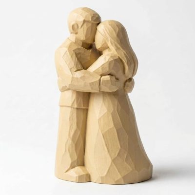 Wood Carved-Like Love Figurine in White Oak Finish - 3D Printed in Canada (White Oak)