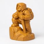 Wood Carved Halfway There Figurine in Ochre Yellow Finish - 3D Printed in Canada (Ochre Yellow)