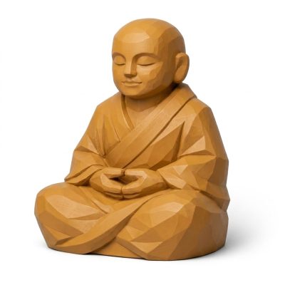Wood-Carved-Like Inner Peace Figurine in Ochre Yellow Finish - 3D Printed in Canada (Ochre Yellow)