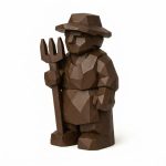 Wood Carved Farmhand Collectible Figurine in Black Walnut Finish - 3D Printed in Canada (Black Walnut)