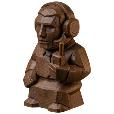 Wood Carved Air Traffic Controller Figurine in Black Walnut Finish - 3D Printed in Canada (Black Walnut)