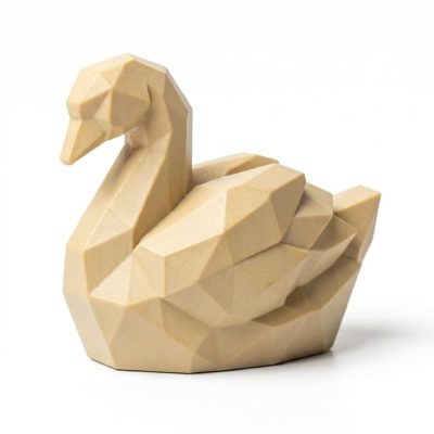 Wood Carved-Like Swan Figurine - Unique Desk Decor and Gift for Adults – 3D Printed in Canada - 3D Printed in Canada (White Oak)