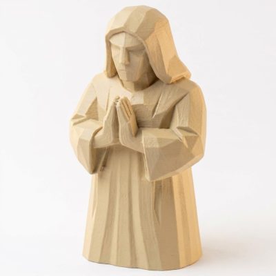 Wood Carved Keeper of Peace Figurine in White Oak Finish - 3D Printed in Canada (White Oak)