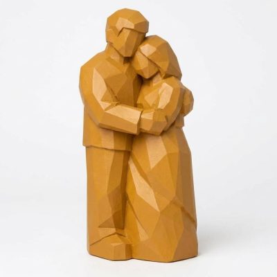 Enduring Love Wood Carved Figurine in Ochre Yellow Finish - 3D Printed in Canada (Ochre Yellow)